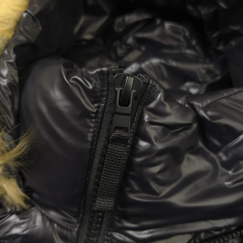 $235 AQUA Imitación Piel Capucha Plumón Pato Chaqueta Puffer en Negro Mujer Talla Pequeña Foto 4 de 4