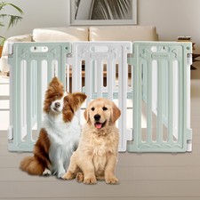 11 Panels Pet Barrier Playpen Exercise Pen Pet Safety Fence With Door For Indoor