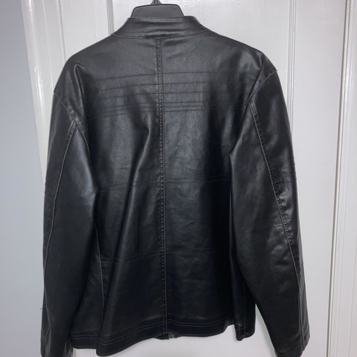 ジャケット・アウター LUSTER FAKE LEATHER JACKET Mens Whispering Smith 1967 Black London New York Faux