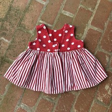 Vintage 90s Girls Polka Dot Stripe Canvas Tunic Dress Size 6