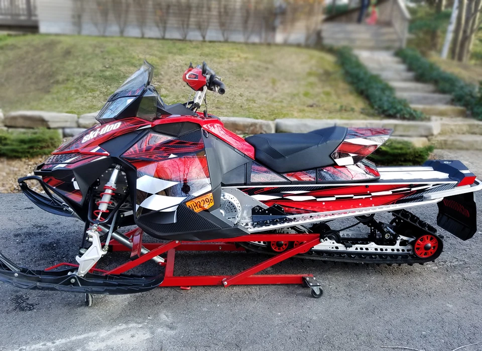 Skidoo REV XP wrap 2008 - 2018 snowmobile graphics 24 mil racing vinyl #3500 Red - Image 4 of 4