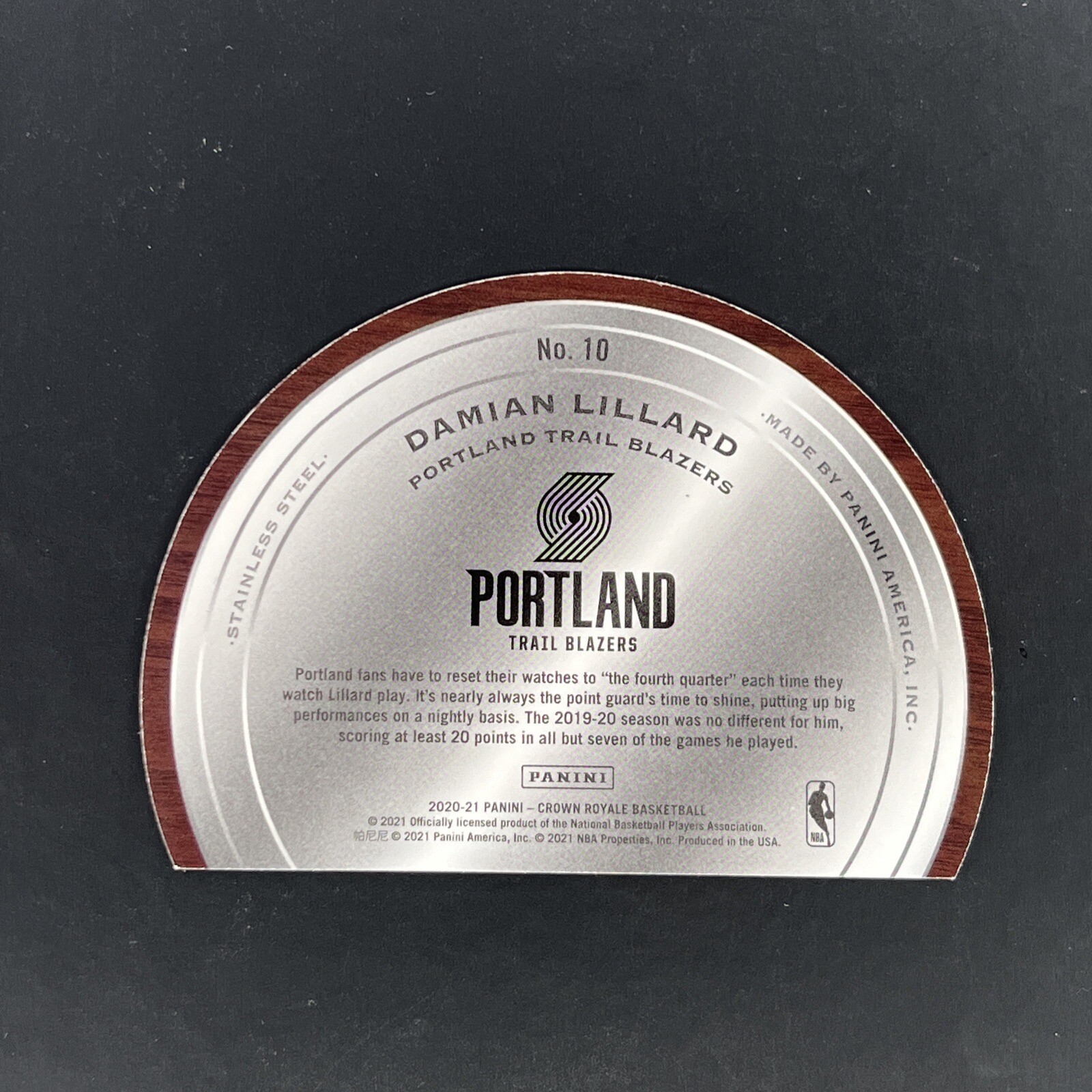 Damian Lillard 2020 Crowne Royale Test of Time Red 10 /49 SP Color