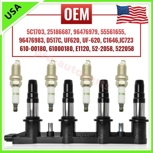 Ignition Coil Pack UF620 + 4x Spark Plug for 20122015 Chevrolet Cruze