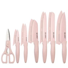 7 Piece Pink Coding Carbon Steel Boxed Knives Set with Sheaths and Gift Box