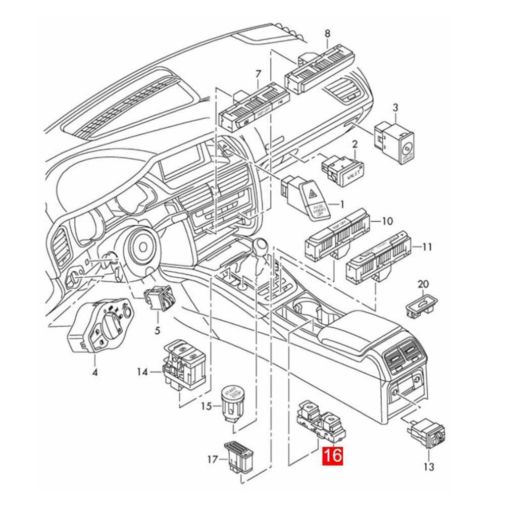 8F0959727B Convertible Vehicles w/Hydraulic TOP Switch for Audi A5