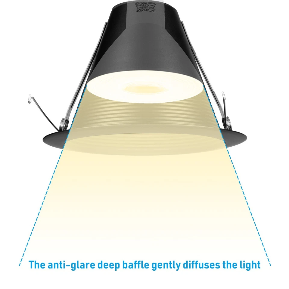 Paquete de 12 adornos deflectores negros claros empotrados de 6 pulgadas, borde de luz de lata antirreflejo Foto 4 de 4