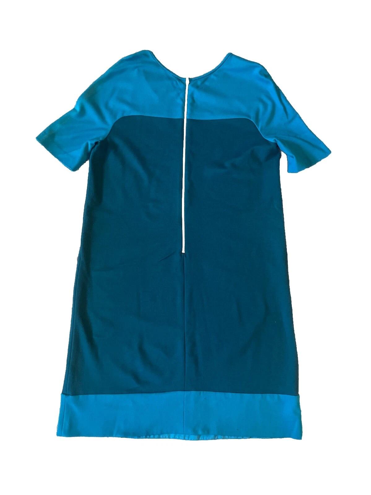 Abito Kate Spade Racquel Shift colorblock blu e verde acqua taglia 8 zip posteriore giorno a notte