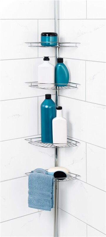 NEW ZENITH 2114S 4 SHELF POLE CHROME TUB & SHOWER STORAGE CADDY