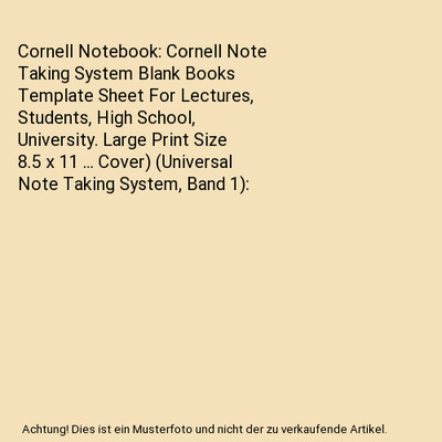 Cornell Notebook: Cornell Note Taking System Blank Books Template Sheet For Lect