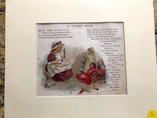 Alphabet picture from 1890s book.  Matted - ready to frame for child room