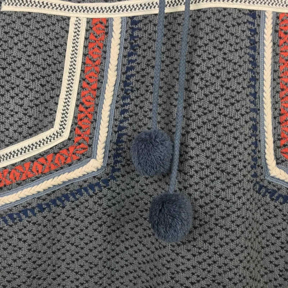 Esley вышитый серый вязаный Bell рукав свитер платье женщин Sz L - Изображение 2 из 4