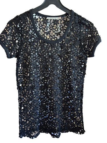 Tee-shirt Talia Benson Ajouré Bleu – Manches Longues, Taille Unique, Neuf Avec étiquettes