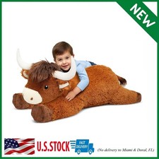 39 Inch Giant Highland Cow Stuffed Animal, Big Cattle Plushie Toy for Kids Adu