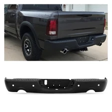 Black Rear Step Bumper Fit For 2009-2018 Dodge RAM 1500 With Sensor Holes