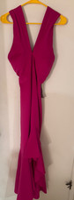 Women ""Eliza J" magenta, cross sleeveless midi ruffle,tier gown. Size 16 NWT