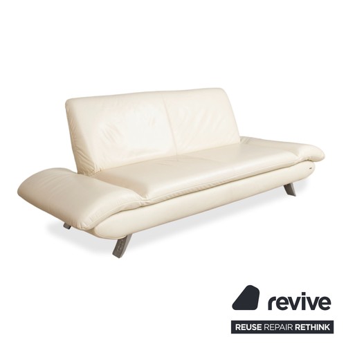 Koinor Rossini Leder Sofa Creme Weiß Zweisitzer Couch manuelle Funktion - Afbeelding 3 van 12