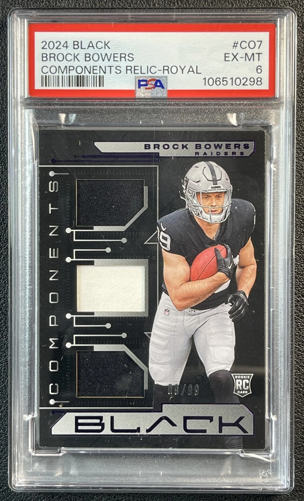 Brock Bowers Panini Black Components Relics #CO7 Royal