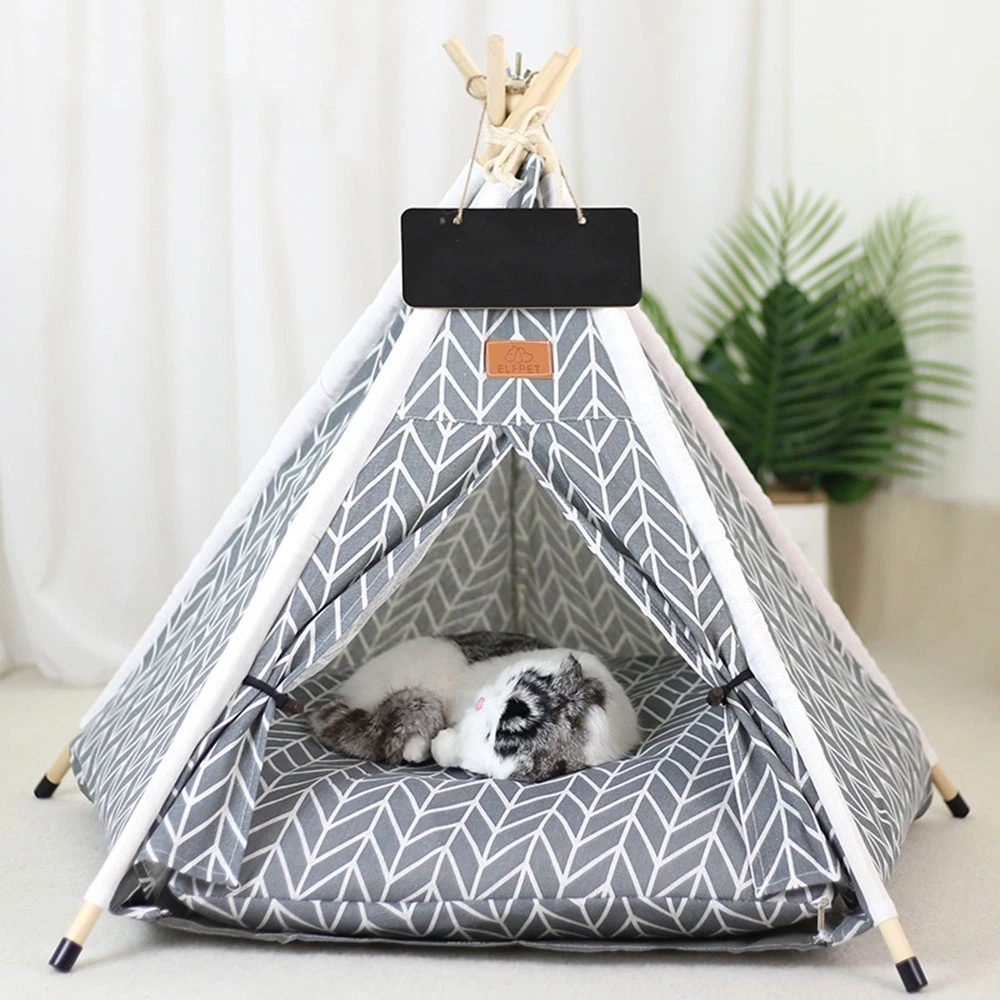 Pet Dog Cat Kitten Nest Play Tent Tipi House Teepee Bed Puppy Cushion Sleep Mat✾
