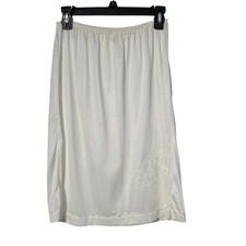 Vintage Half Slip Off White Nylon Size Medium embroidered