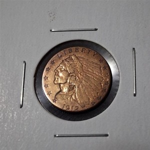 1912 INDIAN EAGLE $2.50 GOLD COIN 90% GOLD      VF/XF                   #MF-4033