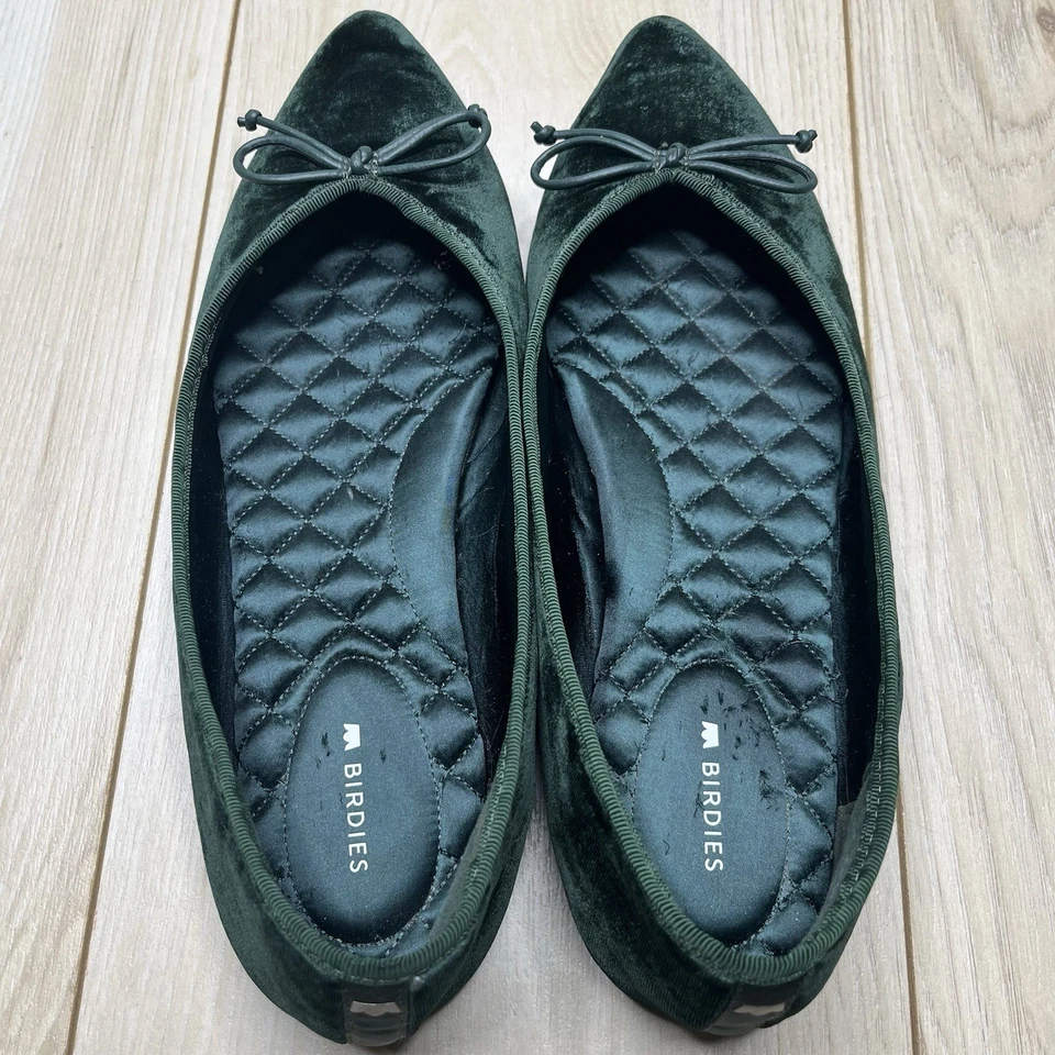 Birdies El Colibrí Verde Oscuro Terciopelo Ballet Pisos Mujer Talla 9 Foto 2 de 4