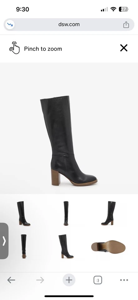 Marc Fisher Gabey 及膝高跟黑色靴,尺寸 6.5 - 原装 199 美元 — 第 2/4 张图片