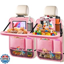 Zecirl 2Pack Car Backseat Organizer with Foldable Table Tray,6 Storage Pocket