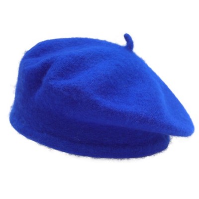 Wool Kids Beret Hat Girls Solid Color Artist French Beret Cap Fantasy Blue