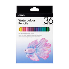 Anko 36 Pack Watercolour Pencils Artist Drawing Sketch Colouring Art Set