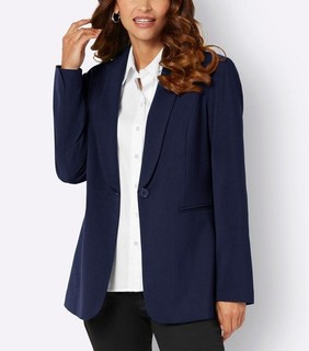 Damen Jacke Blazer Anzugjacke Langarm Kragen marine Gr. 46 NEU
