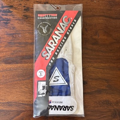 Vintage Saranac Men s Deerskin Leather Batting Glove Size Small Left Blue