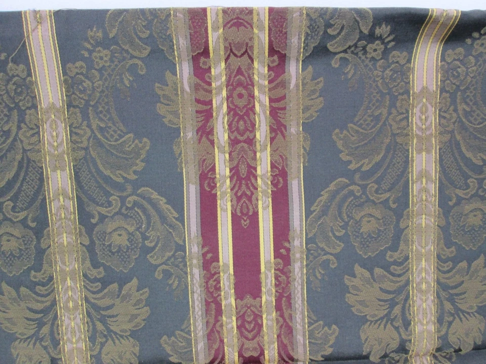 Croscill Majestic Цветочный Дамаск Полосатая Ткань Зеленое Золото Красная Обивка Домашний Дек - Изображение 4 из 4