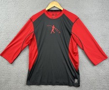 Nike Pro Combat Shirt Men Medium Red Gray Ken Griffey Jr Swing Man Fitted 3/4