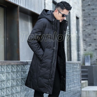 Winter New Men's Down Jacket Long 90% Velvet Long High End Duck Down Warm Jacket
