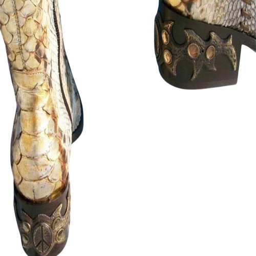 Python Metallic Leather Donald Pliner Western Hand Painted Python Metallic Leather Boot Shoe ...