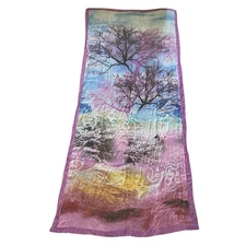 Dana Xu 100% Silk Purple Tree Rectangle Sheer Scarf  90.55”L X 43.3”W