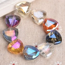 10pcs Triangle Shape 18mm Faceted Colorful Plated Crystal Glass Loose Beads