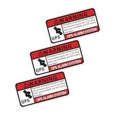 3PCS Car Stickers,Warning GPS Alarm System Anti-Theft GPS Tracking Red