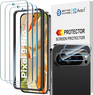 6.3 Inch 3 + 2 Pack Pixel 9 Pro Screen Protector Tempered Glass with Lens Protec