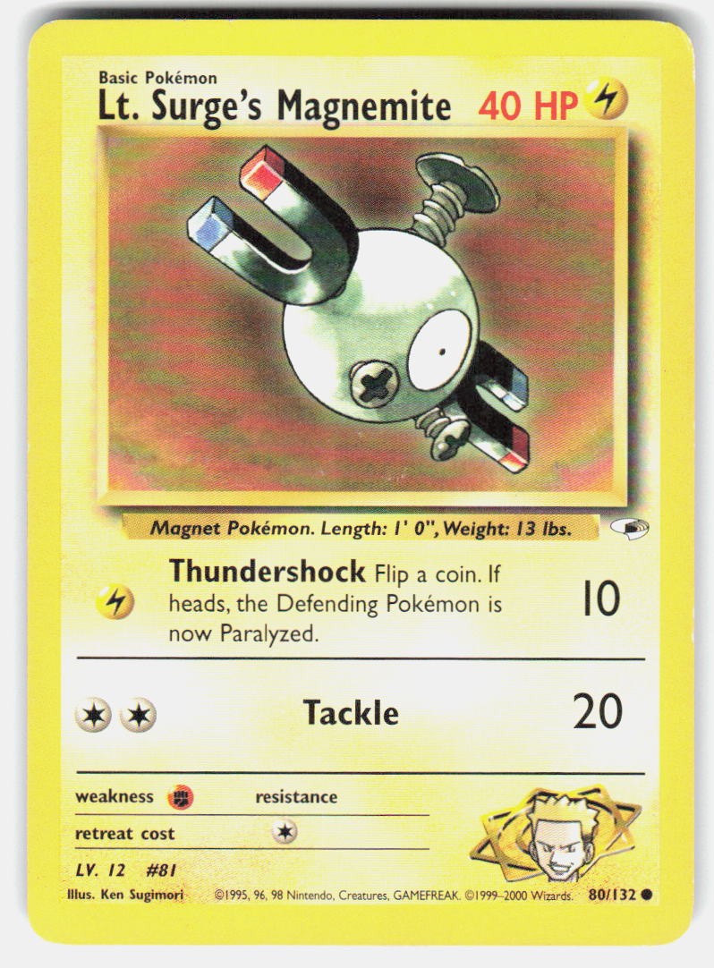 Pokemon tcg Gym Heroes Lt. Surge's Magnemite (80) Lightly played