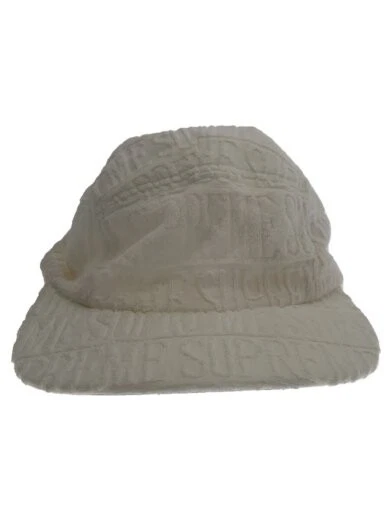 Casquette de camp éponge rayée texte Supreme 17ss pile libre blanc homme AEj36