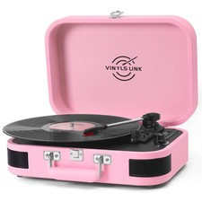 Vinyl Record Player 3 Speed    Bluetooth Turntable Belt Drive LP Play Portable...