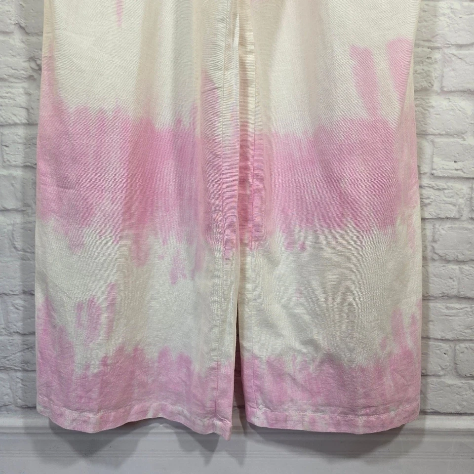 L Venus Cele Pink White Tie-Dye Wide Leg Jumpsuit NWT Womens Size 16 Linen Blend - Image 4 of 4