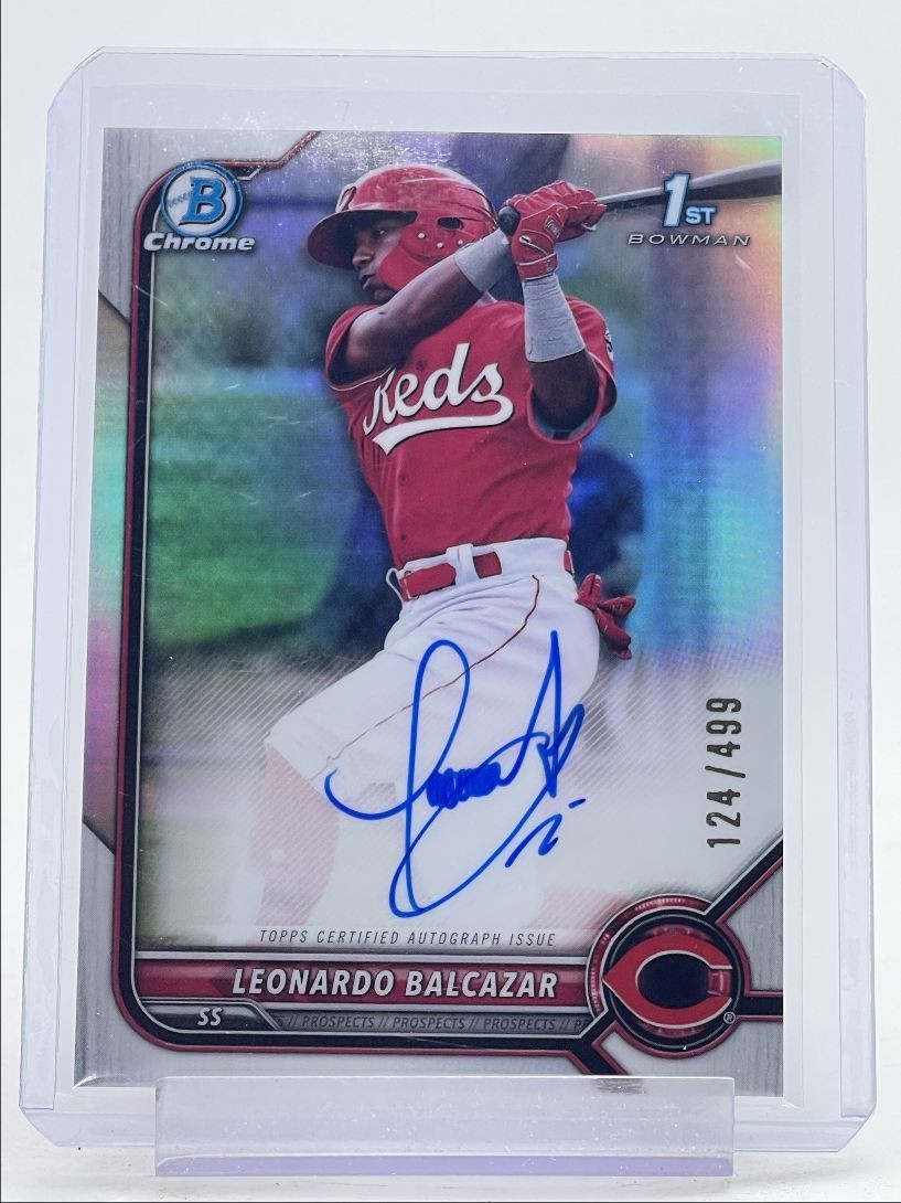 LEONARDO BALCAZAR 2022 BOWMAN CHROME 1ST REFRACTOR REDS AUTO /499 Q0234