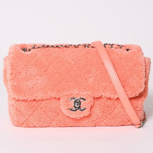 CHANEL Coco Beach Flap Bag Shoulder Bag 2019 Matelass Quilting Terry Cloth L