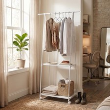 Rolling Clothes Rail Hanging Rack Coat Garment Display Stand Shoes Storage Shelf
