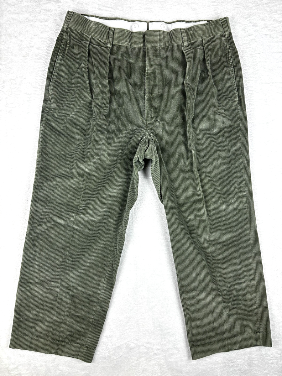 Vintage Brooks Brothers Corduroy Pants Mens 36x27 Green Pleated Made In USA