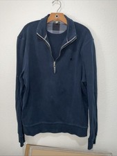Burberry Brit Sweater Mens XLarge Blue Quarter Zip Pullover Quiet Luxury Classic