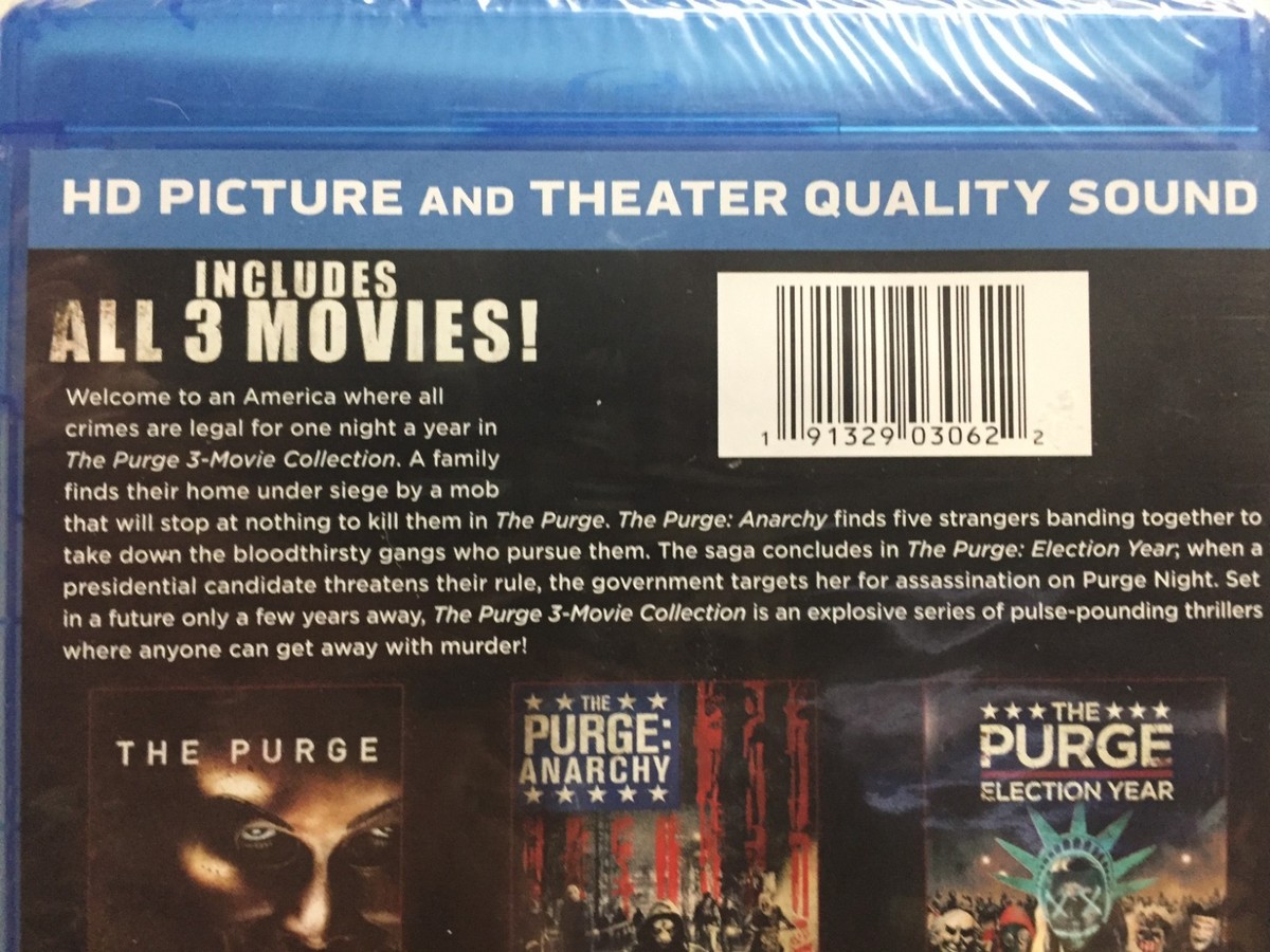 The Purge Trilogy 3-Movie Collection (Blu-ray,2017) Anarchy