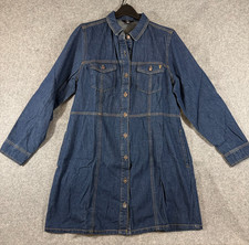 Frye Shirt Dress Womens XL Blue Denim Dark Wash Button Front Cinch Waist NWT